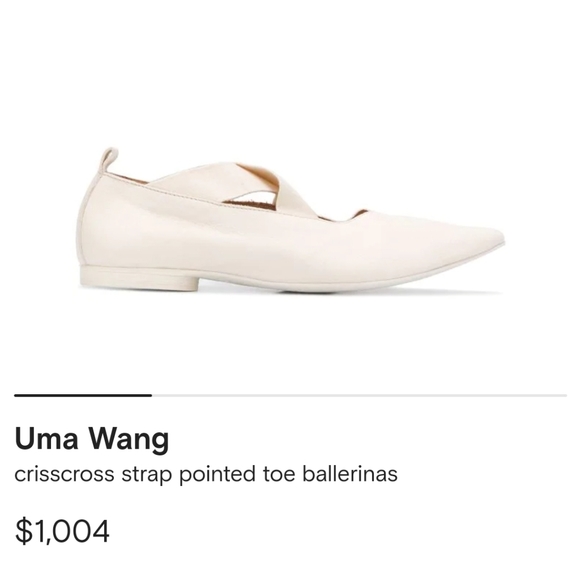Uma Wang NWT Pointed Ballet Flats Off White Calf Leather Crisscross Pointed Toe - Picture 11 of 11